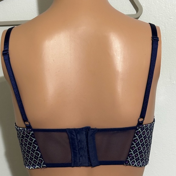 VS lined demi balconet longline bra Navy Blue Sz 34C - Picture 7 of 8